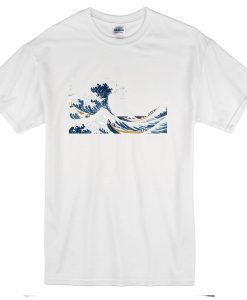 Hokusai The Great Wave Mens Custom Made White T-Shirt
