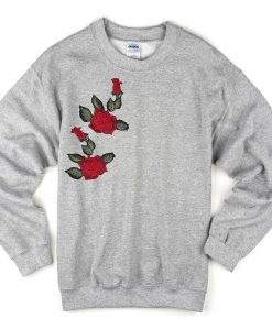 Grey Rose Embroided Sweatshirt