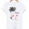 Contrast Neck Flamingo Print T-Shirt