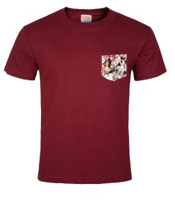 Floral pocket maroon T-shirt