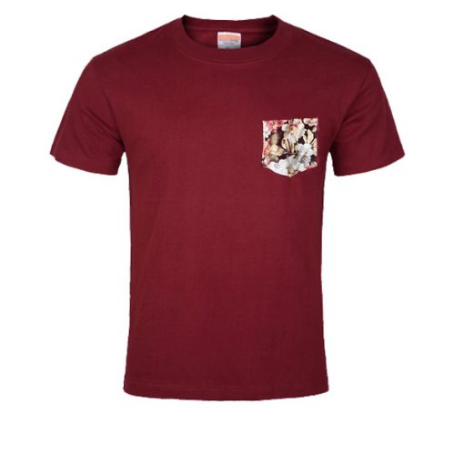 Floral pocket maroon T-shirt