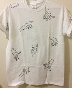 Hand Cigarette Pattern T-shirt