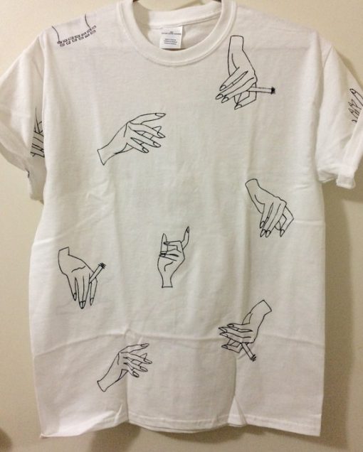 Hand Cigarette Pattern T-shirt