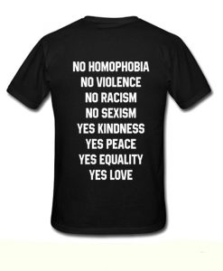 No Homophobia back T-shirt