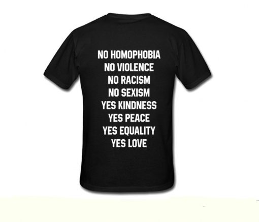 No Homophobia back T-shirt