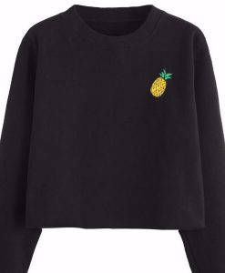 Pineapple Embroidered Crop Sweatshirt