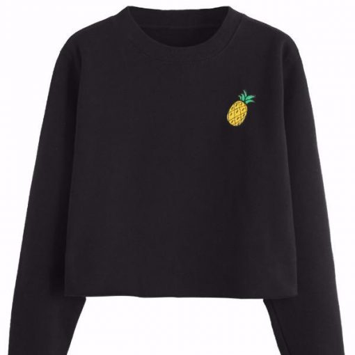 Pineapple Embroidered Crop Sweatshirt