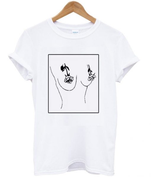 Rose boobs emoji T-shirt