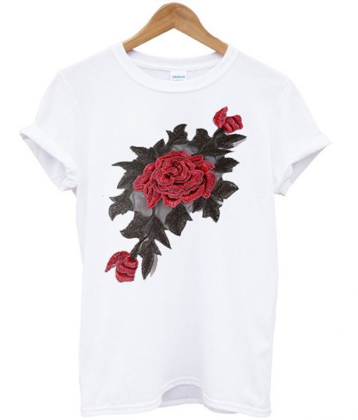 Roses embroided White T-shirt
