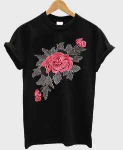 Roses embroided blackT-shirt