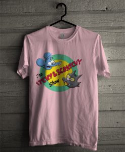 the itchy and scratchy show pink T-shirt