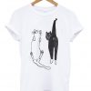 cat white and black T-shirt