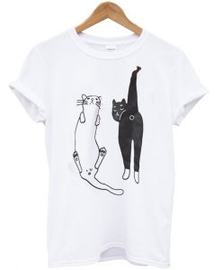 cat white and black T-shirt