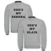 She's My Serena & She's My Blair Two Grey Women Sweatshirt