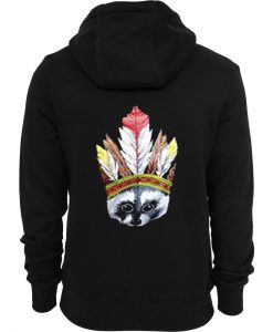 Indian Racoon Applique Leather back Hoodie