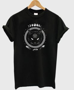 Gothic Moon Phase Witchcraft Cat T-Shirt