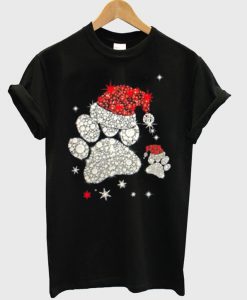 Dog Footprint Santa Hat T-Shirt