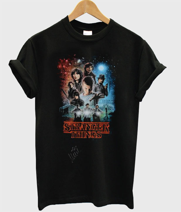 Millie Bobby Brown Stranger Things Autographed Group Shot Graphic T ...