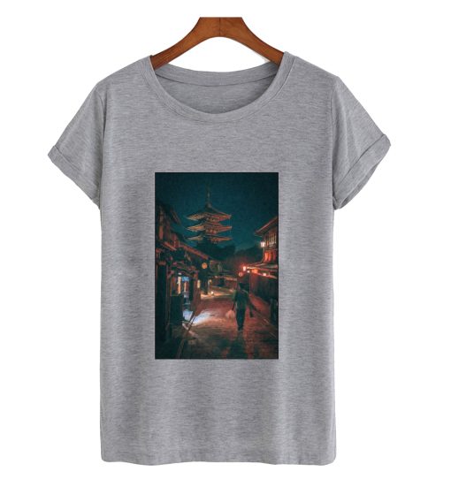 Japan Streets at Night painting T-Shirt