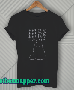Black Shirt Jeans Shoes Cats T-Shirt