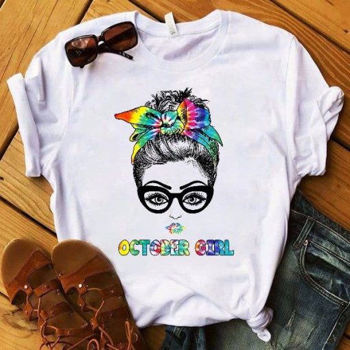 October Girl Hippie Tie Dye Birthday Gift Standard Premium T Shirt