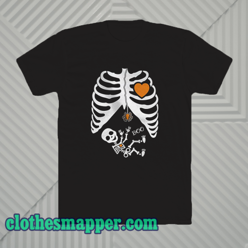 Pregnant skeleton halloween TSHIRT