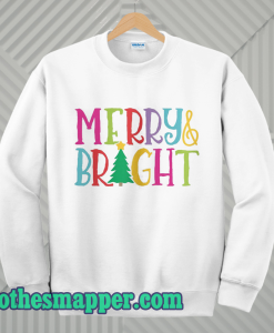 Colorful Merry & Bright Tree Cute Christmas Sweatshirt