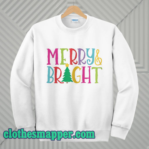 Colorful Merry & Bright Tree Cute Christmas Sweatshirt