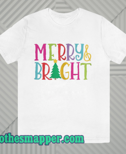 Colorful Merry & Bright Tree Cute Christmas T Shirt