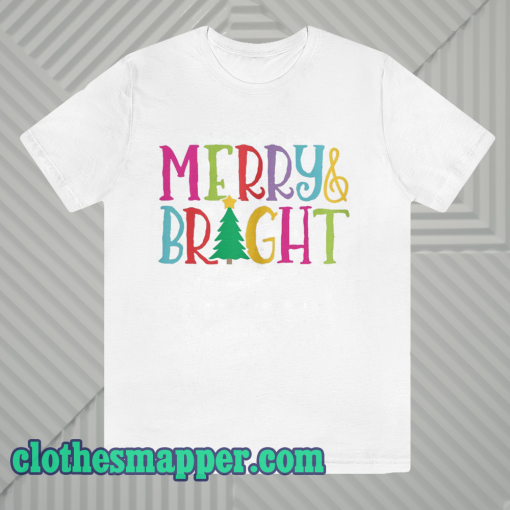 Colorful Merry & Bright Tree Cute Christmas T Shirt