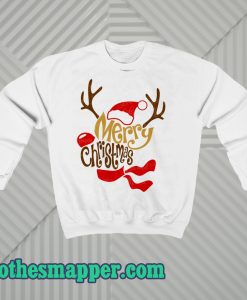 Reindeer Shaped Merry Christmas Sweatshirt