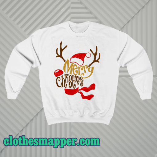 Reindeer Shaped Merry Christmas Sweatshirt