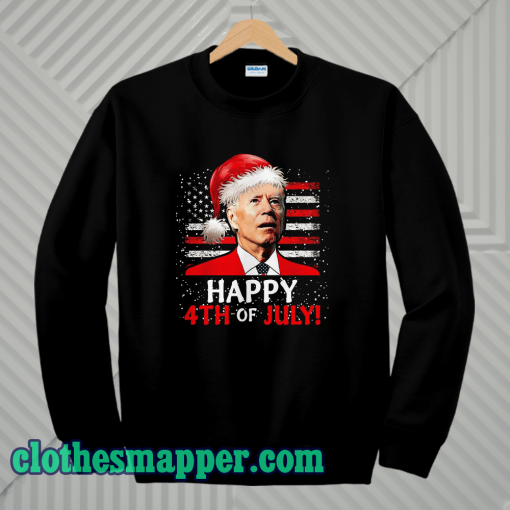 Santa Joe Biden Happy 4th Of July USA Flag Christmas Ugly Sweater