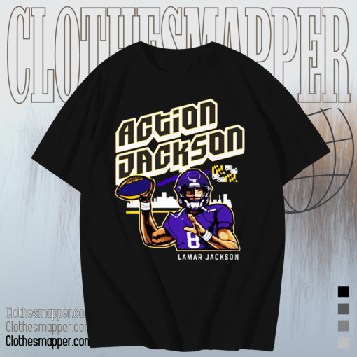 Lamar Jackson's Action Jackson t shirt TPKJ1