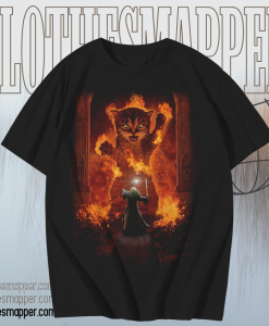 The Mountain Cat Gandalf You Shall Not Pass Fire Kitten Wizard Kitty t-shirt TPKJ1