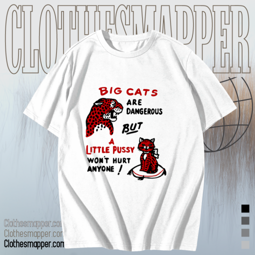 Big cats are dangerous but little pussy won_t hurt anyone T-shirt TPKJ1