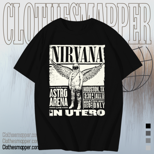 Nirvana In Utero Tour Astro Arena Houston Texas T-shirt Black TPKJ1