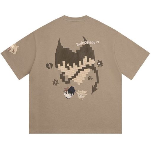 Pixelated Devil Tee - Khaki _ Oversize XL