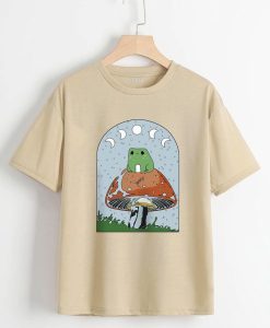 Mushroom And Frog Print Drop Shoulder Tee